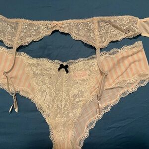 Satin Lace Garter Belt panty set VS